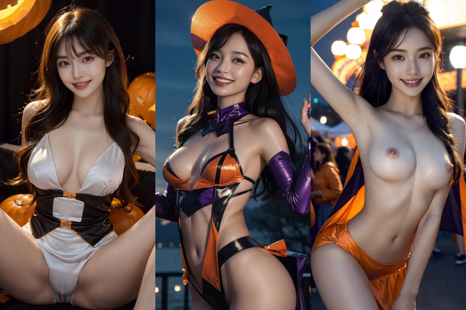 ハロウィン衣装エロ画像200枚まとめ！AI美女がエッチな仮装でハロウィンの夜を満喫している写真集！