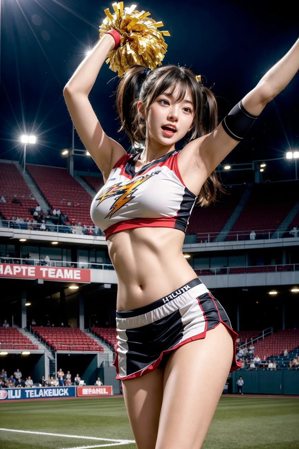 【チアガールAIエロ画像】AIチアちゃん「一緒にハッピー！私たちで元気をお届けするよ♪」確かに心もアソコも元気になれそうなエロ画像200枚まとめ！ｗ (Page 3)_Next-page porn image