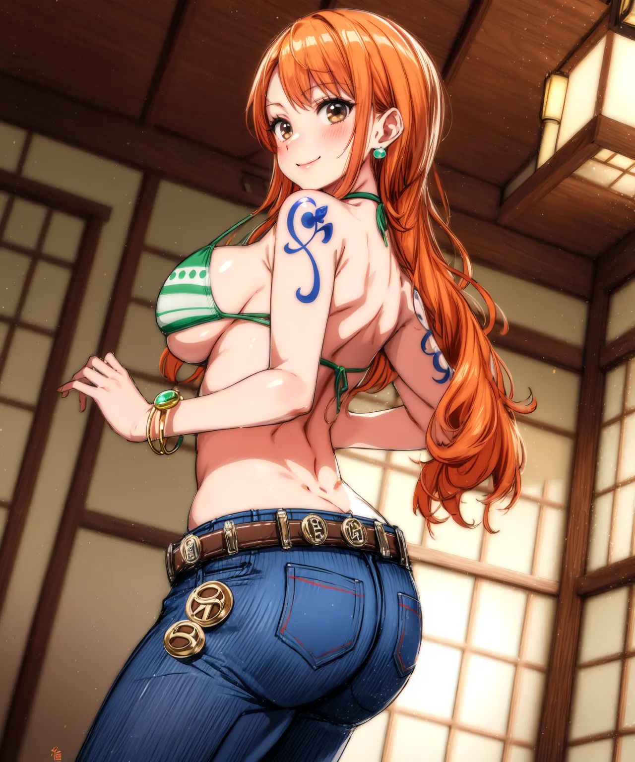 【ナミエロ画像】あの有名女海賊ナミさんの少女時代から成長後のエッチなイラストを詰め合わせたAIエロ画像260枚まとめ！（4ページ目）_次ページのエロ画像