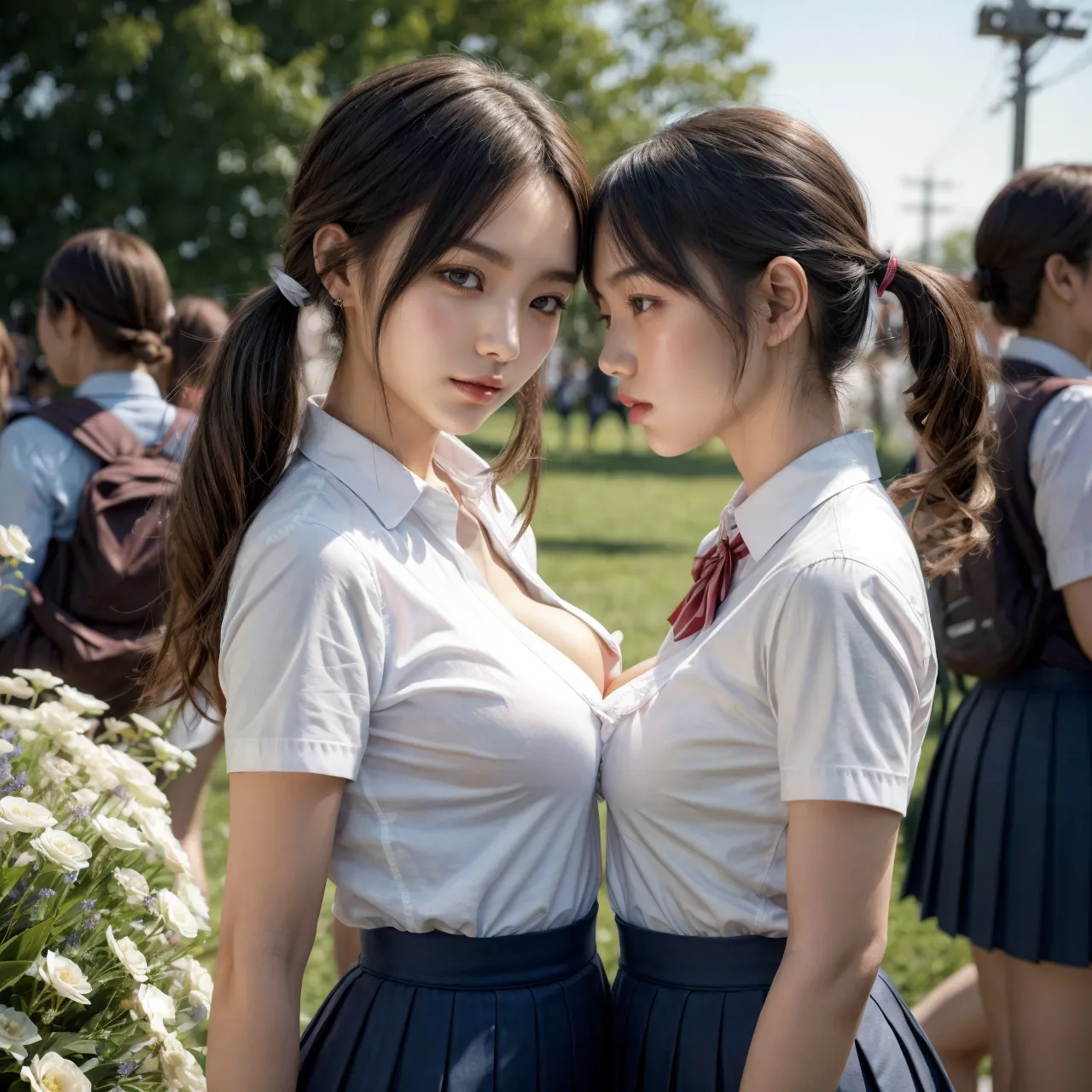 【女子校生百合AIエロ画像】可愛い美少女JK同士でエッチなことしちゃうAIエロ画像283枚まとめ！(3ページ目)_Next-page porn image