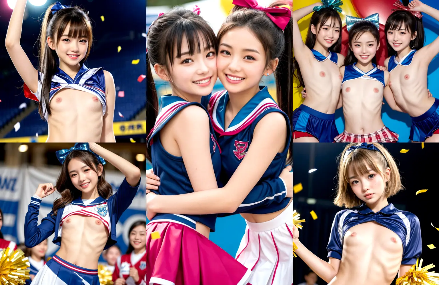 「お兄ちゃん！ファイト♥️」エッチなちっぱいチアガールたちが精一杯応援してくれる？！AIエロ画像240枚まとめ！
