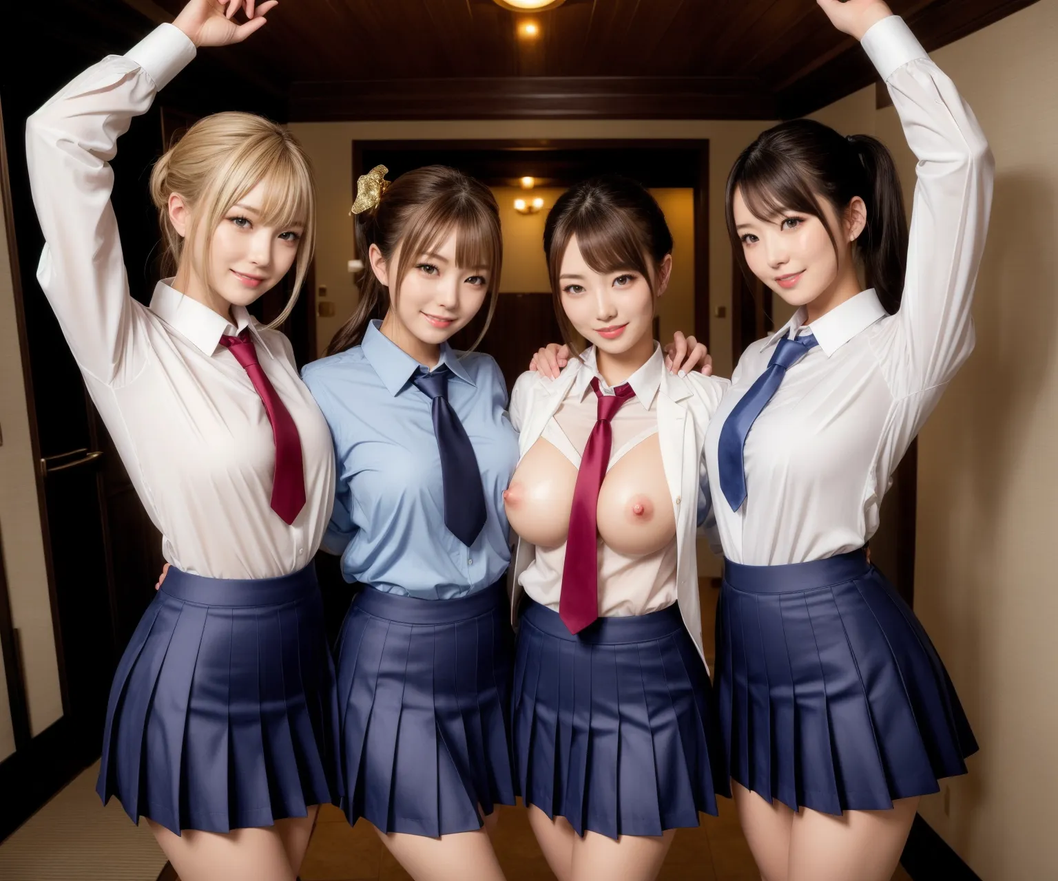 【JKハーレムAIエロ画像】これぞ壮観！？エッチな美少女女子校生が画面いっぱいに並んでいるAI画像370枚！（6ページ目）_次ページのエロ画像